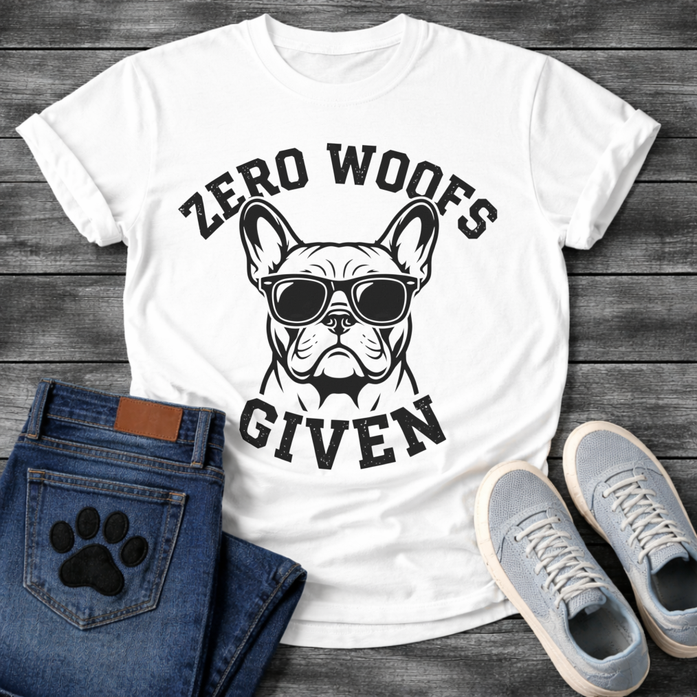 Funny zero woofs given dog shirt with sassy Frenchie attitude for pet lovers