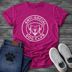 Anti-Social Dog Club funny dog with sunglasses badge T-Shirt