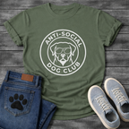 Anti-Social Dog Club funny dog with sunglasses badge T-Shirt