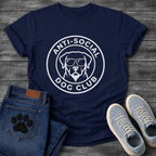 Anti-Social Dog Club funny dog with sunglasses badge T-Shirt
