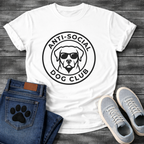 Anti-Social Dog Club funny dog with sunglasses badge T-Shirt