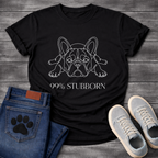 French Bulldog stubborn flat lay continuous line art t-shirt - 
Frenchie chin down paws forward 99% Stubborn graphic tee