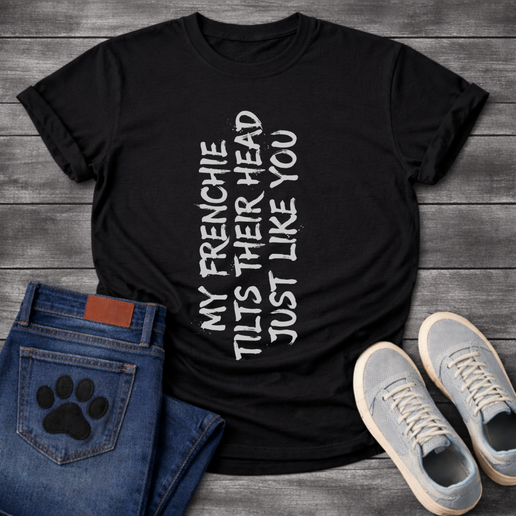 Funny French Bulldog head tilt t-shirt white unisex pet lover apparel