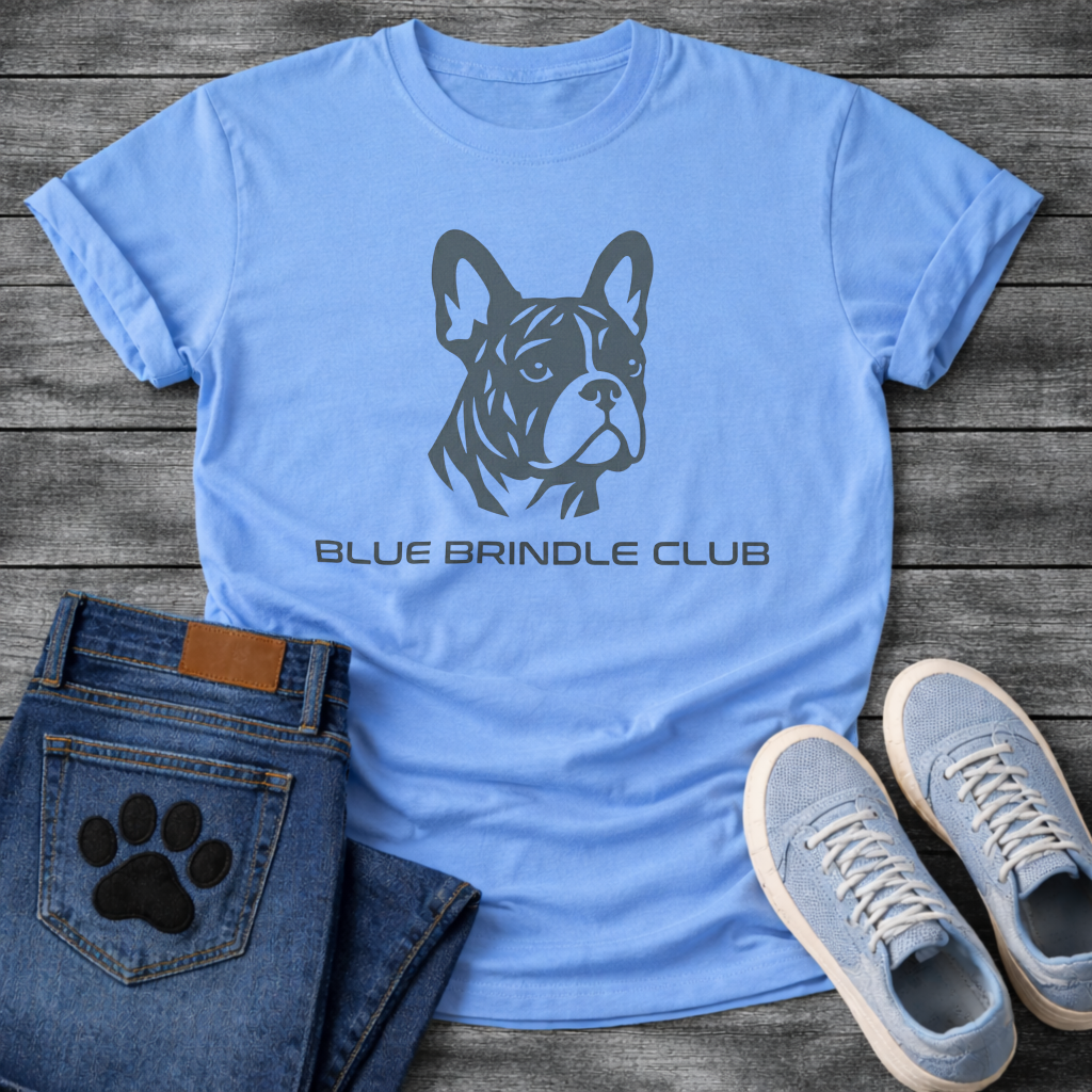 Blue Brindle Club French Bulldog shirt white minimalist pet lover apparel tee