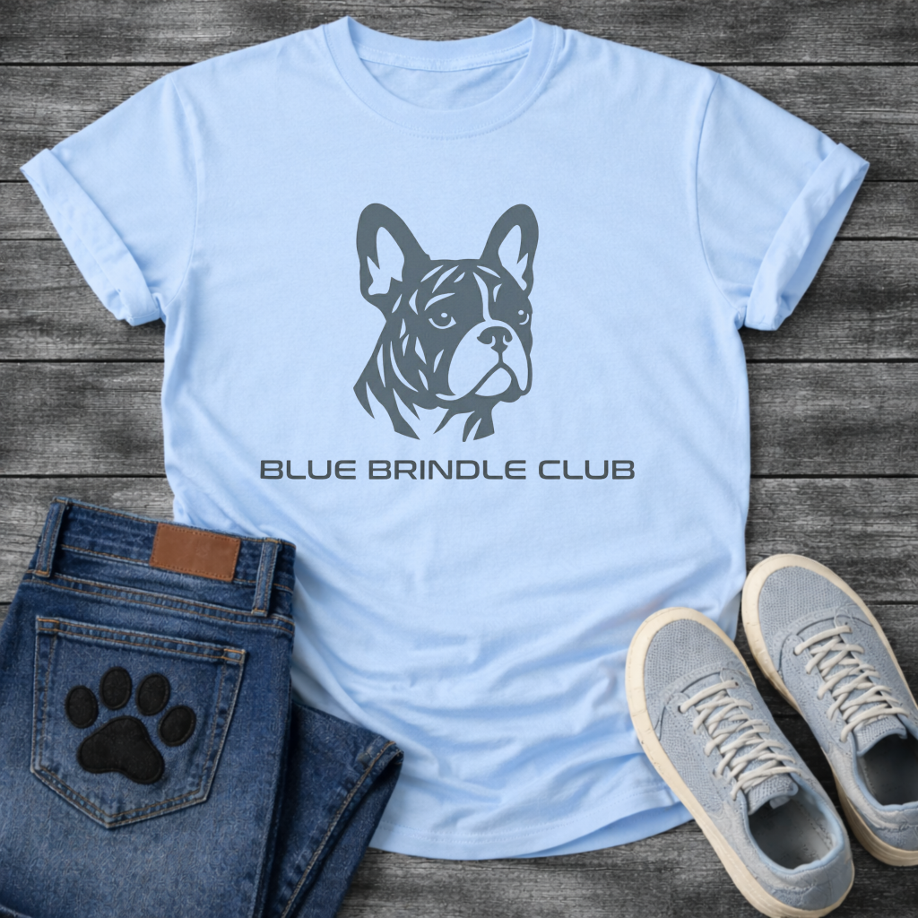 Blue Brindle Club French Bulldog shirt white minimalist pet lover apparel tee