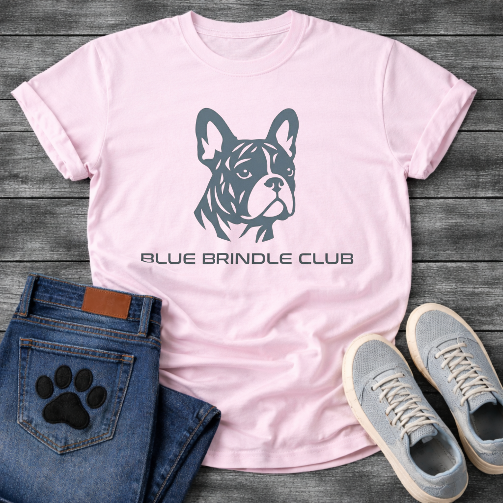 Blue Brindle Club French Bulldog shirt white minimalist pet lover apparel tee