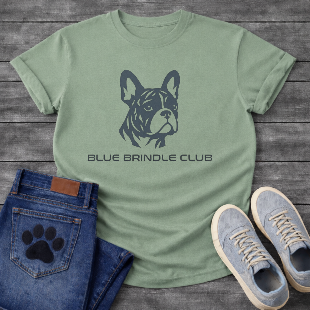 Blue Brindle Club French Bulldog shirt white minimalist pet lover apparel tee