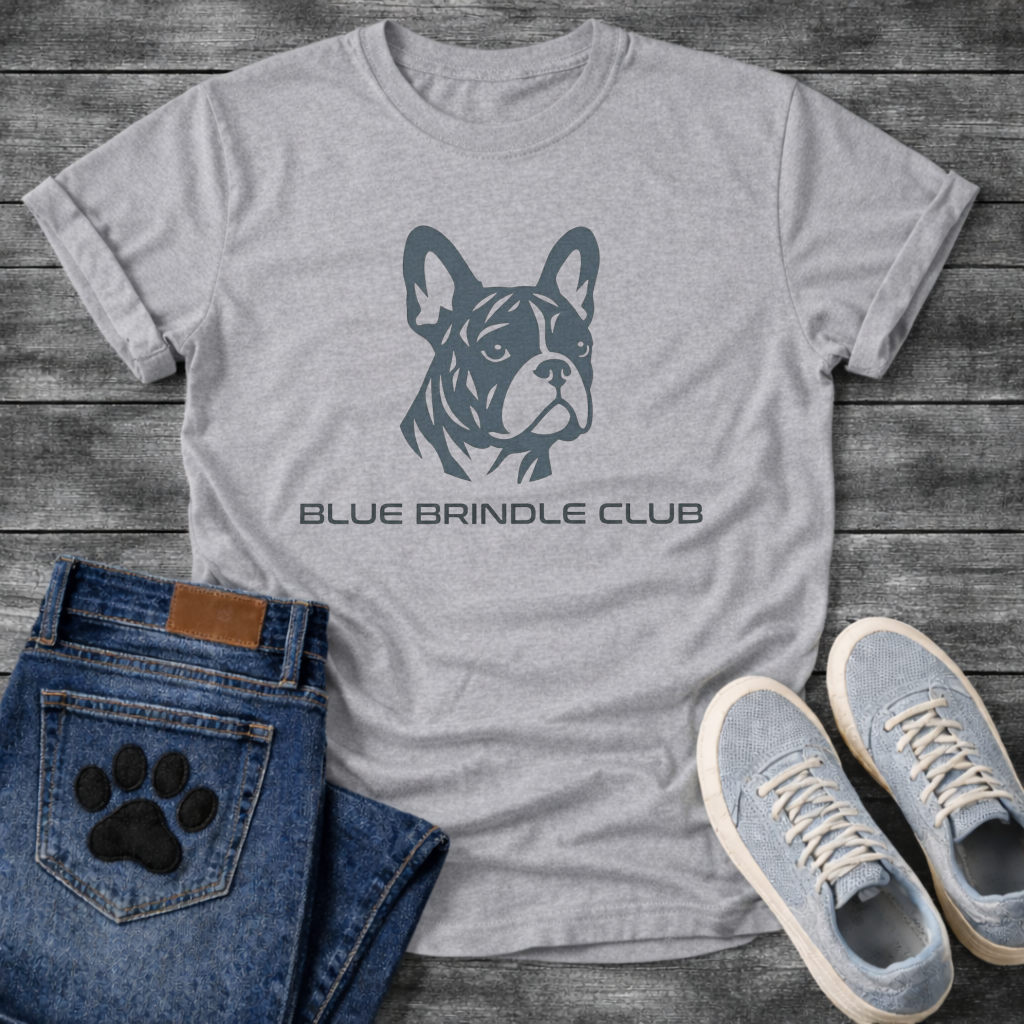Blue Brindle Club French Bulldog shirt white minimalist pet lover apparel tee