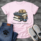 Books coffee and canines dog shirt for reading loving pet parents