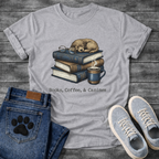 Books coffee and canines dog shirt for reading loving pet parents
