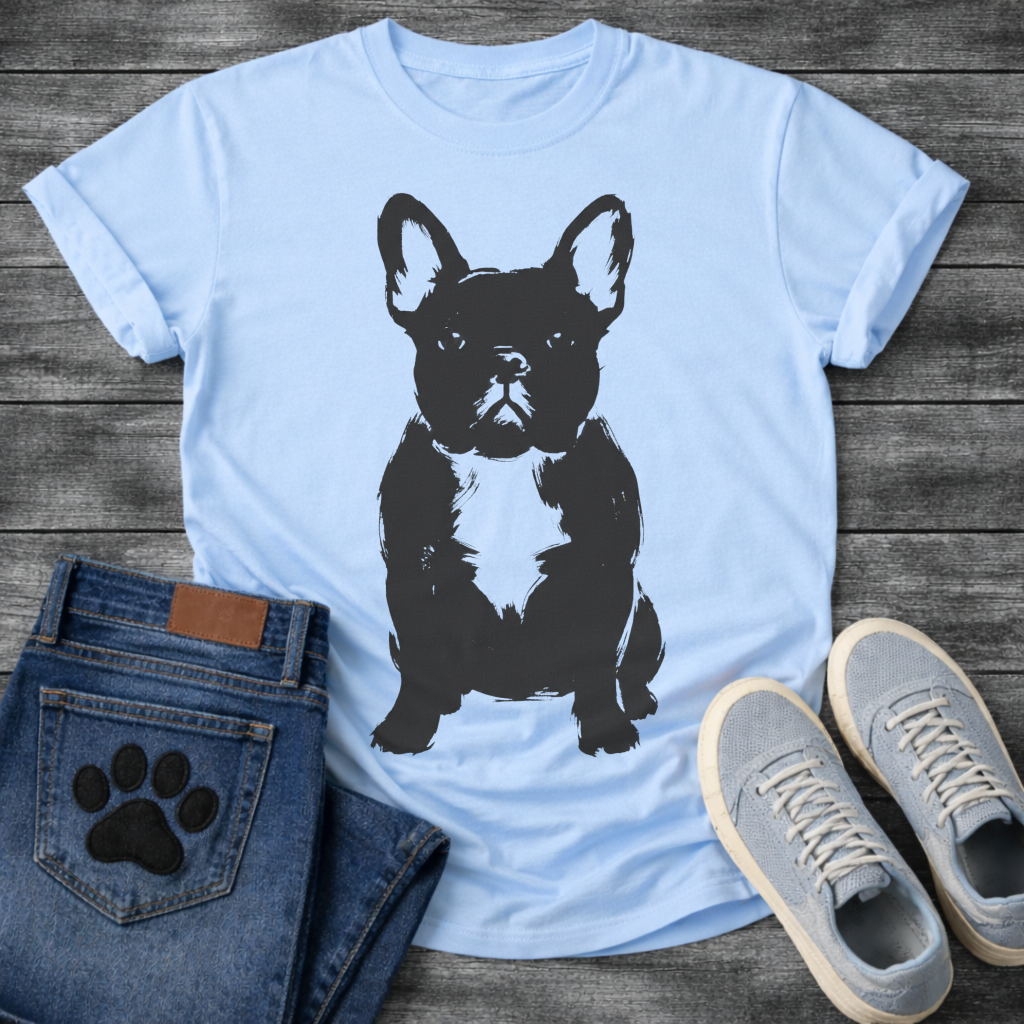 Frenchie Brush Ink Portrait T-Shirt