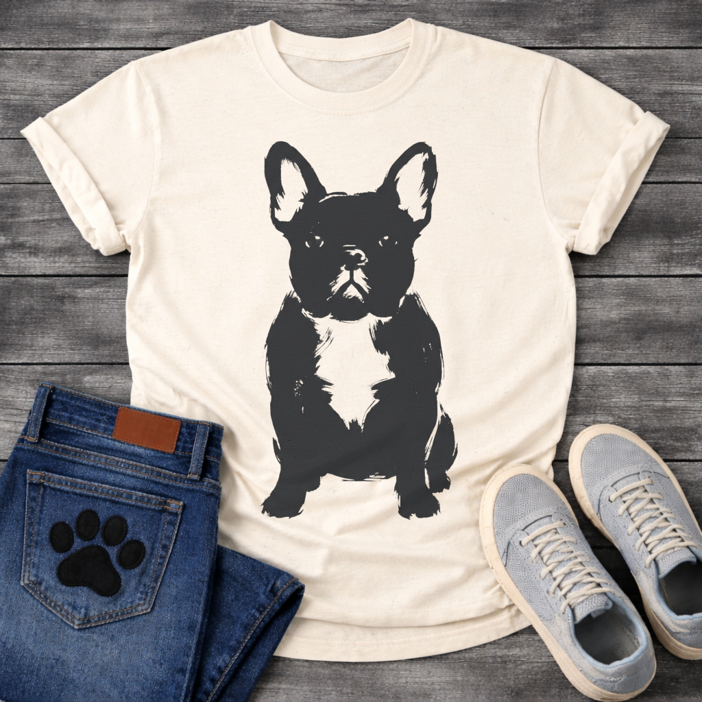 Frenchie Brush Ink Portrait T-Shirt