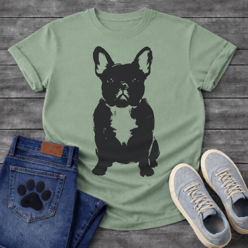 Frenchie Brush Ink Portrait T-Shirt