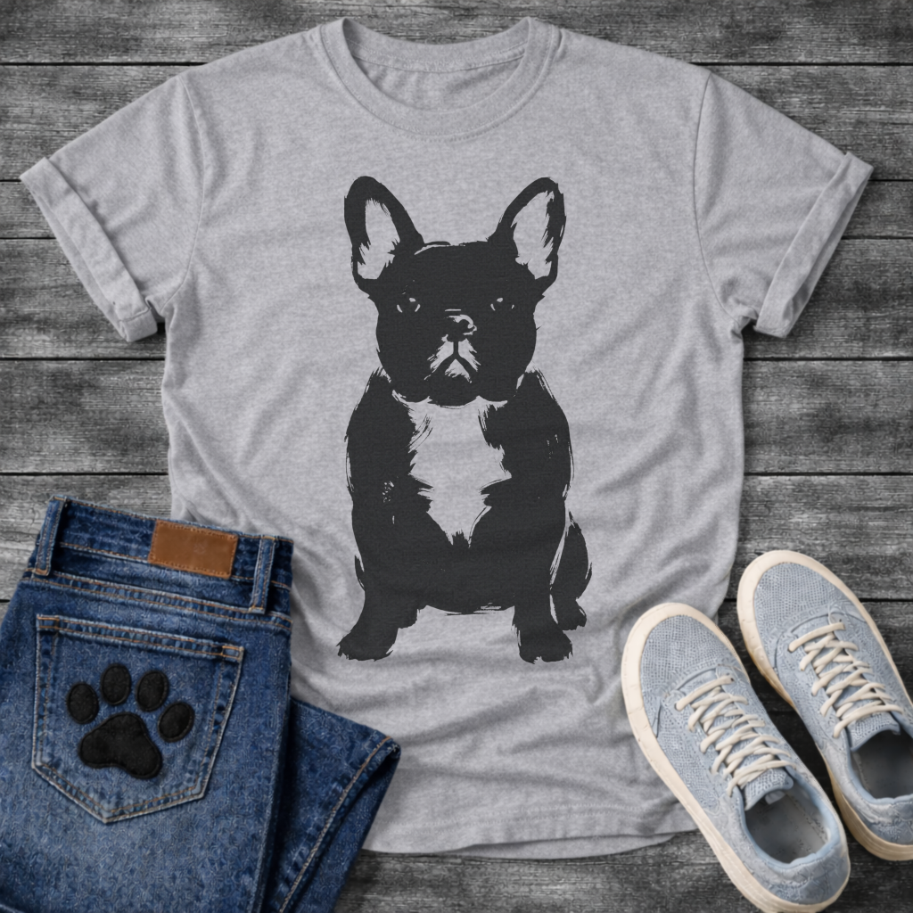 Frenchie Brush Ink Portrait T-Shirt