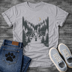 French Bulldog camping forest silhouette graphic dog shirt unisex tee