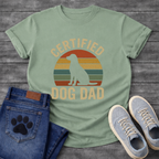 Certified dog dad shirt with retro sunset design for proud dog fathers
