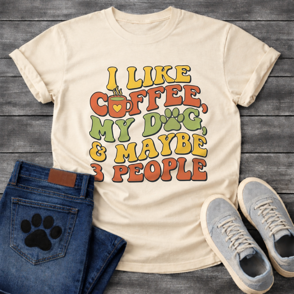 Funny introvert dog shirt saying I like coffee my dog maybe 3 people