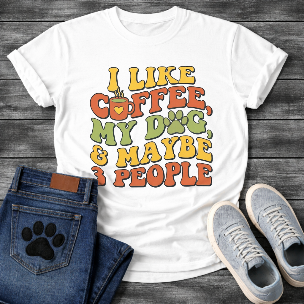 Funny introvert dog shirt saying I like coffee my dog maybe 3 people