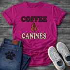 Funny coffee and canines dog shirt for caffeine loving pet parents