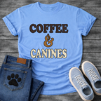 Funny coffee and canines dog shirt for caffeine loving pet parents