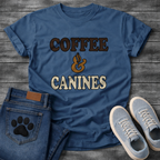 Funny coffee and canines dog shirt for caffeine loving pet parents