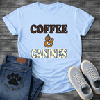 Funny coffee and canines dog shirt for caffeine loving pet parents