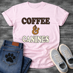 Funny coffee and canines dog shirt for caffeine loving pet parents