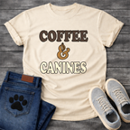 Funny coffee and canines dog shirt for caffeine loving pet parents