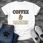 Funny coffee and canines dog shirt for caffeine loving pet parents