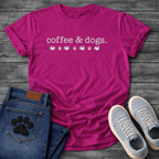 Coffee and dogs minimalist shirt with icons for pet loving coffee drinkers
