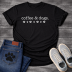 Coffee and dogs minimalist shirt with icons for pet loving coffee drinkers
