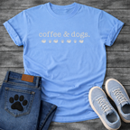 Coffee and dogs minimalist shirt with icons for pet loving coffee drinkers