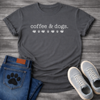 Coffee and dogs minimalist shirt with icons for pet loving coffee drinkers