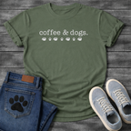 Coffee and dogs minimalist shirt with icons for pet loving coffee drinkers