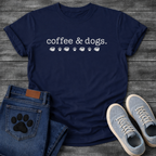 Coffee and dogs minimalist shirt with icons for pet loving coffee drinkers