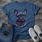 French Bulldog neon colorful portrait graphic dog shirt unisex tee
