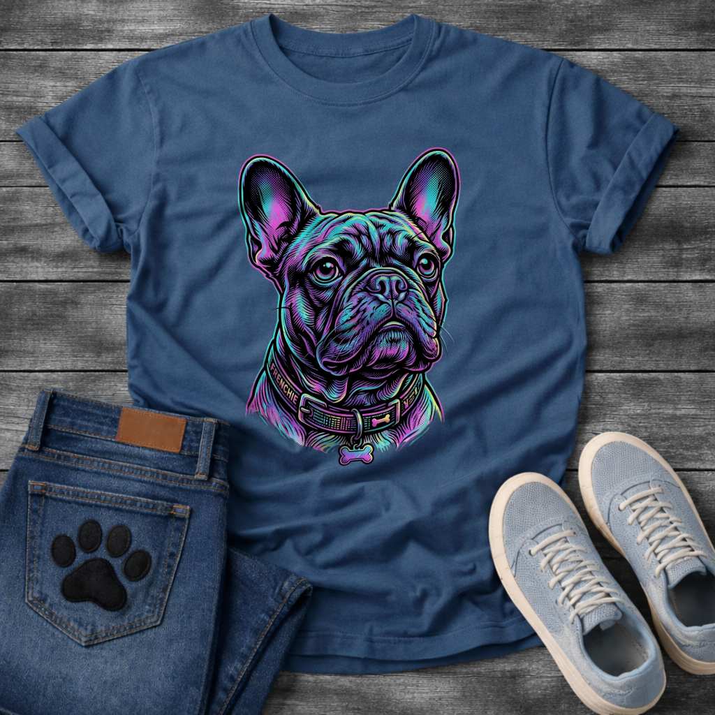 French Bulldog neon colorful portrait graphic dog shirt unisex tee
