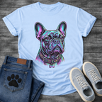 French Bulldog neon colorful portrait graphic dog shirt unisex tee
