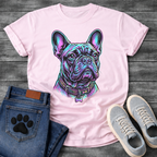 French Bulldog neon colorful portrait graphic dog shirt unisex tee
