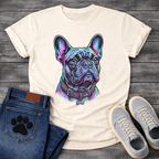 French Bulldog neon colorful portrait graphic dog shirt unisex tee
