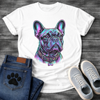 French Bulldog neon colorful portrait graphic dog shirt unisex tee

