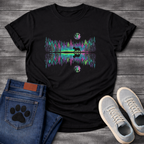 French Bulldog aurora borealis forest lake reflection graphic dog shirt unisex tee