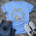 Cozy corner cafe dog shirt with books coffee wreath design for pet lovers
