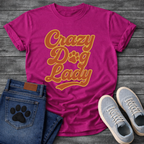 Crazy dog lady retro shirt with groovy 70s lettering for proud dog moms