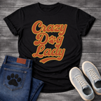 Crazy dog lady retro shirt with groovy 70s lettering for proud dog moms