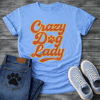 Crazy dog lady retro shirt with groovy 70s lettering for proud dog moms