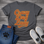 Crazy dog lady retro shirt with groovy 70s lettering for proud dog moms
