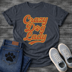 Crazy dog lady retro shirt with groovy 70s lettering for proud dog moms