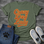 Crazy dog lady retro shirt with groovy 70s lettering for proud dog moms
