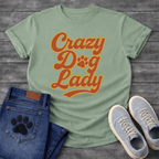 Crazy dog lady retro shirt with groovy 70s lettering for proud dog moms